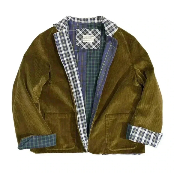 Gallego Desportes Paris Corduroy Jacket France European Chic Green Plaid - Picture 1 of 14